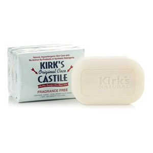 Original Coco Castile Bar Soap, Fragrance Free, Value Pack, 4 oz x 3 Bars, Kirk s Natural Online