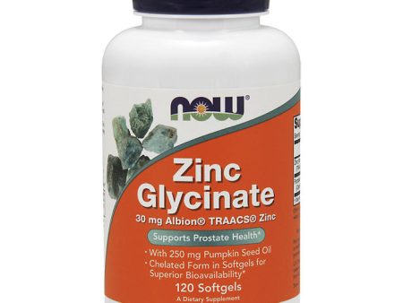 Zinc Glycinate 30 mg, 120 Softgels, NOW Foods Fashion