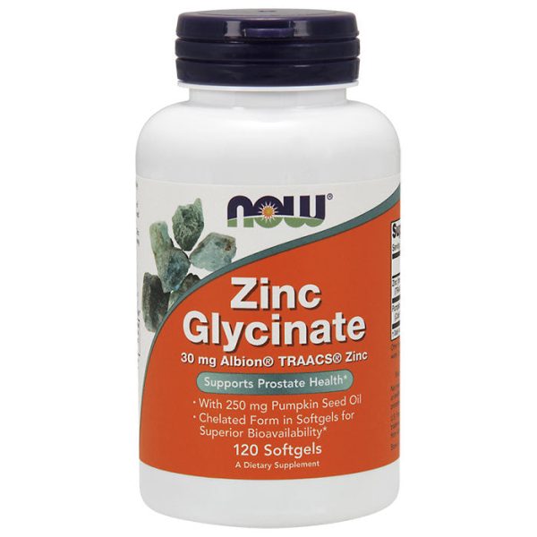 Zinc Glycinate 30 mg, 120 Softgels, NOW Foods Fashion