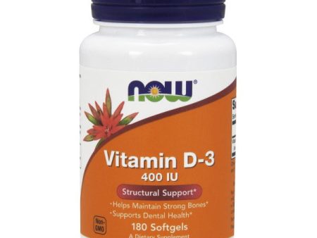 Vitamin D-3 400 IU, 180 Softgels, NOW Foods For Sale