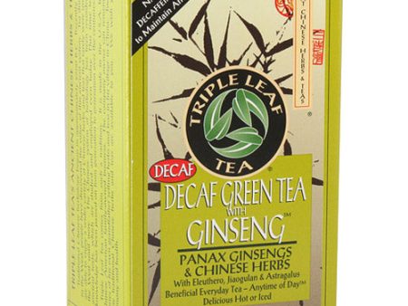 Decaf Green Tea with Ginseng, 20 Tea Bags, Triple Leaf Tea Discount