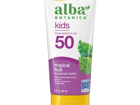 Kids Sunscreen Lotion SPF 50, Tropical Fruit, 3 oz, Alba Botanica Online now