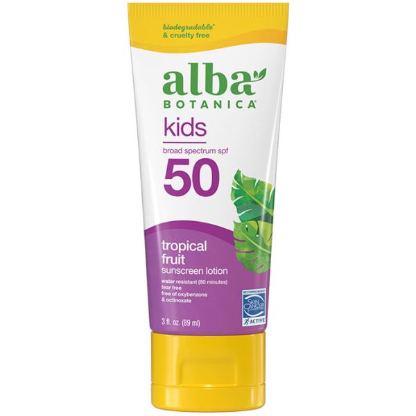 Kids Sunscreen Lotion SPF 50, Tropical Fruit, 3 oz, Alba Botanica Online now