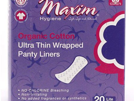 Organic Cotton Ultra Thin Wrapped Panty Liners, Lite, 20 ct, Maxim Hygiene Products Online Hot Sale