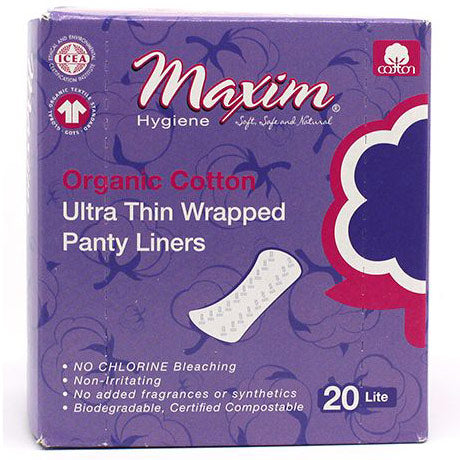 Organic Cotton Ultra Thin Wrapped Panty Liners, Lite, 20 ct, Maxim Hygiene Products Online Hot Sale