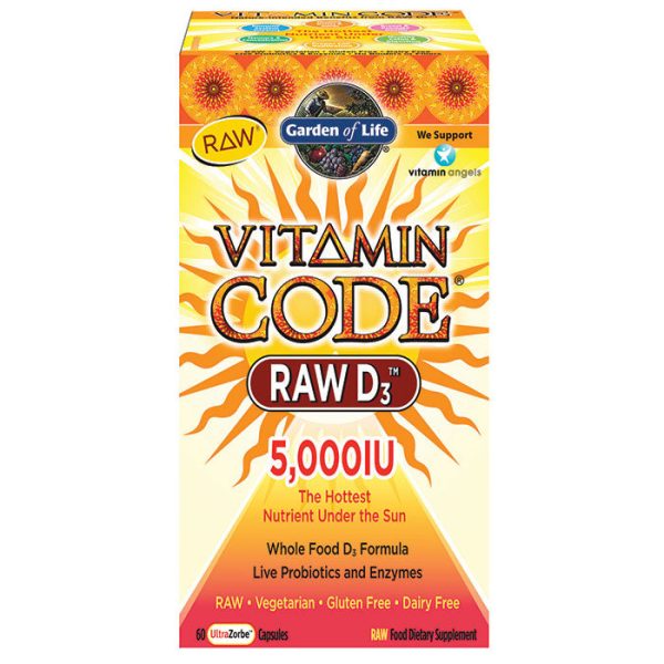 Vitamin Code RAW D3 5000 IU, Whole Food Vitamin D, 60 Vegetarian Capsules, Garden of Life For Discount