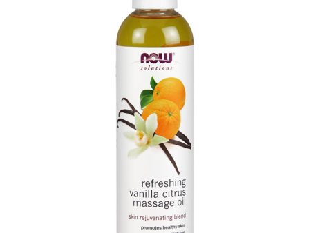 Refreshing Vanilla Citrus Massage Oil, 8 oz, NOW Foods Online now