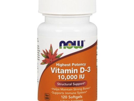 Vitamin D-3 10,000 IU, 120 Softgels, NOW Foods on Sale