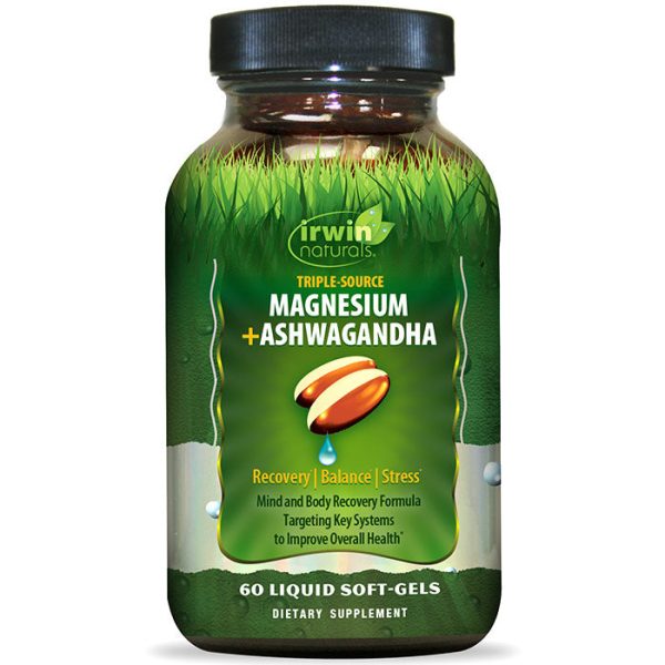 Triple-Source Magnesium + Ashwagandha, 60 Liquid Soft-Gels, Irwin Naturals Online Sale