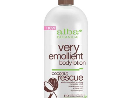 Very Emollient Body Lotion, Coconut Rescue, 32 oz, Alba Botanica For Discount