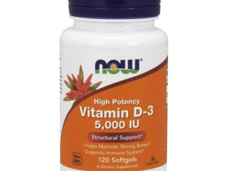 Vitamin D-3 5000 IU (Olive Oil Base), 120 Softgels, NOW Foods Online Sale