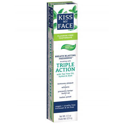 Triple Action Cool Mint Gel Fluoride Free Toothpaste, 4.5 oz, Kiss My Face Online