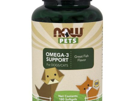 Pets Omega-3 Support, Great Fish Flavor, 180 Softgels, NOW Foods Hot on Sale