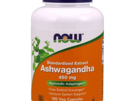 Ashwagandha 450 mg, Value Size, 180 Veg Capsules, NOW Foods For Sale