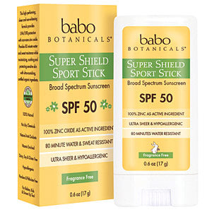 Super Shield Sport Stick Sunscreen SPF 50, 0.6 oz, Babo Botanicals For Cheap