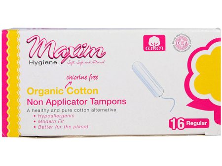 Organic Cotton Non Applicator Tampons, Regular, 16 ct, Maxim Hygiene Products Online Sale