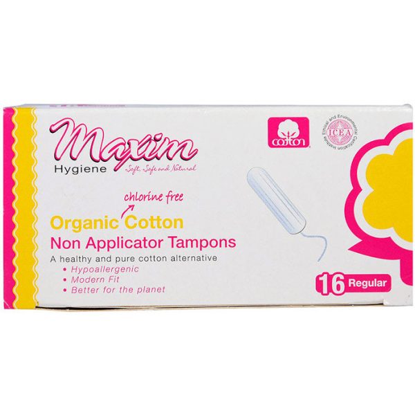 Organic Cotton Non Applicator Tampons, Regular, 16 ct, Maxim Hygiene Products Online Sale