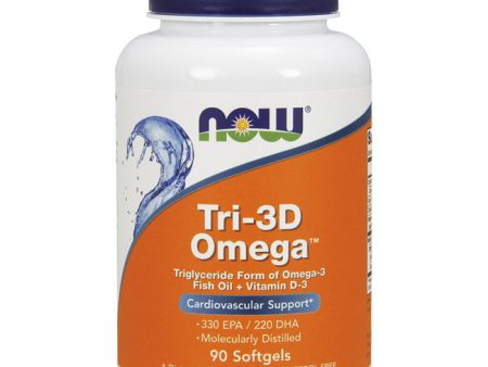 Tri-3D Omega, Fish Oil + Vitamin D-3, 90 Softgels, NOW Foods Discount