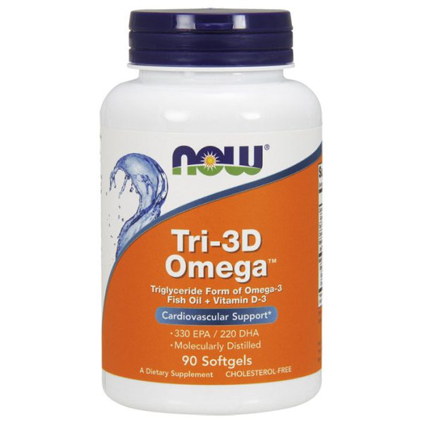 Tri-3D Omega, Fish Oil + Vitamin D-3, 90 Softgels, NOW Foods Discount