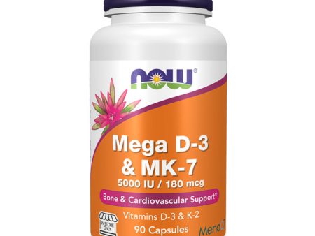 Mega D-3 & MK-7, Vitamins D3 & K2, 90 Capsules, NOW Foods Online Hot Sale