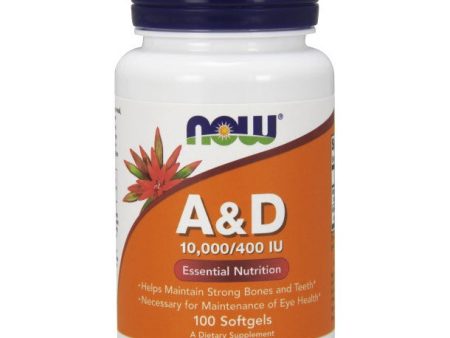 Vitamin A & D 10000 400, 100 Softgels, NOW Foods Hot on Sale