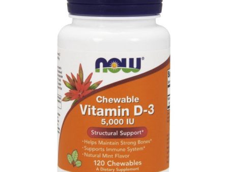 Vitamin D-3 5000 IU Chewable, 120 Lozenges, NOW Foods For Sale