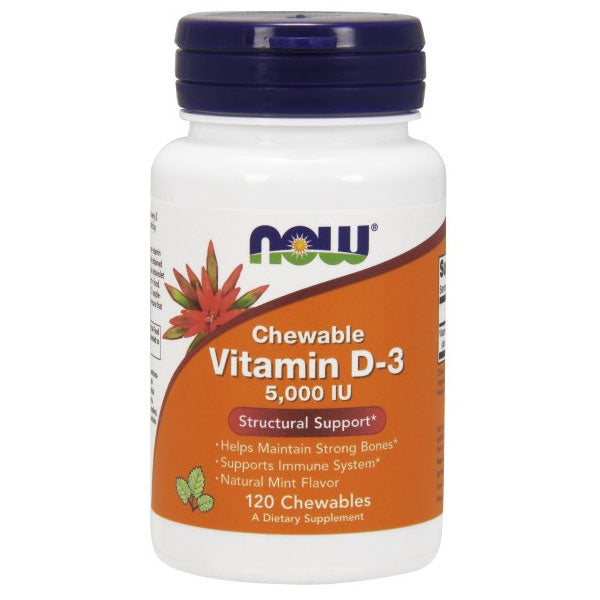 Vitamin D-3 5000 IU Chewable, 120 Lozenges, NOW Foods For Sale