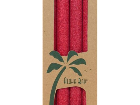 Palm Tapers 9 Inch, Unscented, Red, 4 Candles, Aloha Bay Online