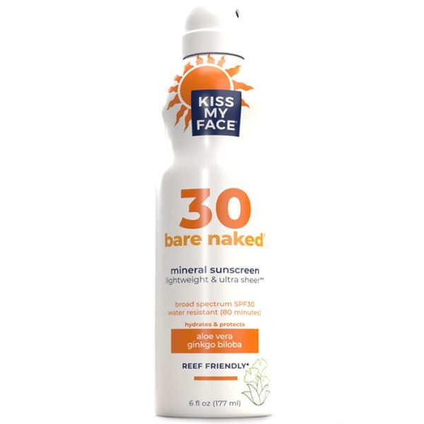 Bare Naked Mineral Sunscreen Spray SPF 30, 6 oz, Kiss My Face on Sale