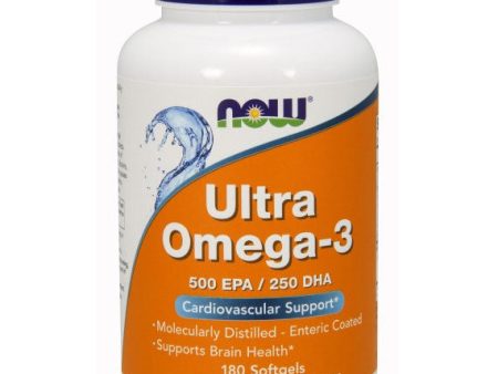 Ultra Omega 3 Fish Oil, 500 EPA   250 DHA, 180 Softgels, NOW Foods Supply