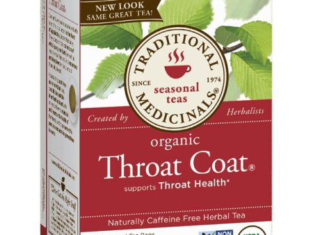 Organic Throat Coat Tea, Original with Slippery Elm, 16 Tea Bags, Traditional Medicinals Teas Online Sale