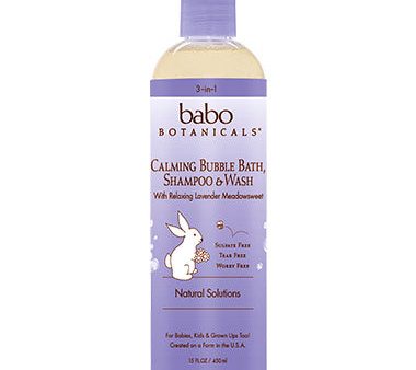 3 in 1 Calming Bubble Bath, Shampoo & Wash, Lavender Meadowsweet, 15 oz, Babo Botanicals Supply