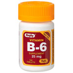 Vitamin B-6 25 mg, 100 Tablets, Watson Rugby Supply