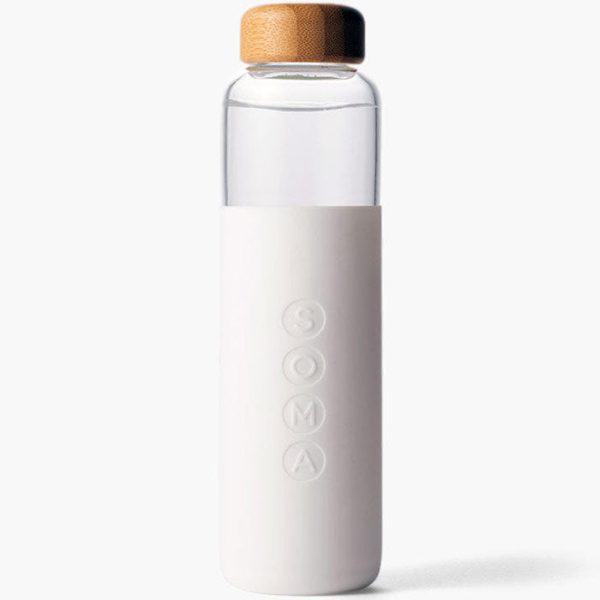 Glass Water Bottle V2, White, 17 oz, Soma Supply