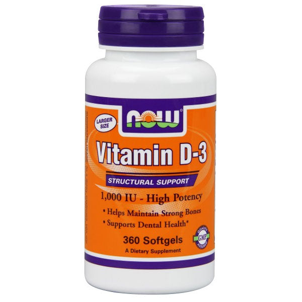 Vitamin D-3 1000 IU, 360 Softgels, NOW Foods on Sale