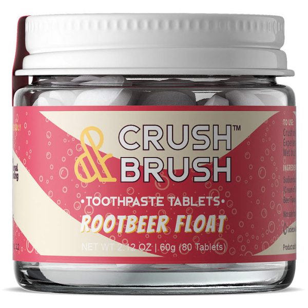 Crush & Brush Toothpaste Tablets, Rootbeer Float, 2.12 oz (80 Tablets), Nelson Naturals Online now