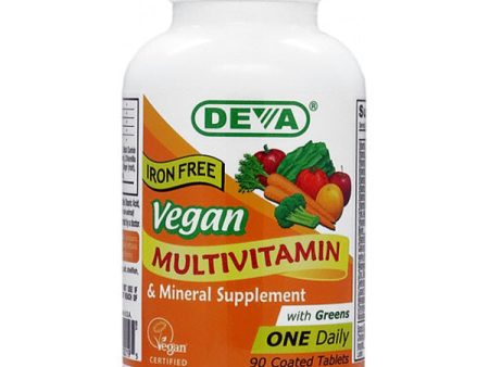 Vegan One Daily Multivitamin & Mineral Supplement, Iron Free, 90 Coated Tablets, Deva Vegetarian Nutrition Online now