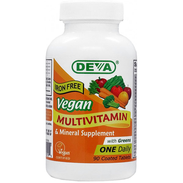 Vegan One Daily Multivitamin & Mineral Supplement, Iron Free, 90 Coated Tablets, Deva Vegetarian Nutrition Online now