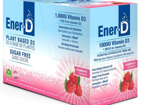 Ener-D Sugar Free Vitamin D Drink Mix Powder - Raspberry, 24 Packets, Ener-Life Supply