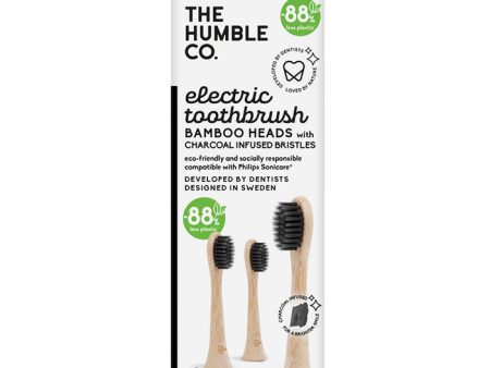 Electric Toothbrush Bamboo Replaceable Heads - Charcoal Infused Bristle, 3 Pack, The Humble Co. Online now