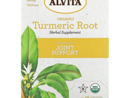 Turmeric Root Herbal Tea Supplement, 16 Tea Bags, Alvita Tea Online now