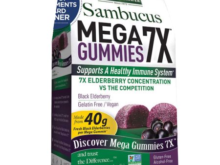 Sambucus Mega Gummies 7X, Chewable Black Elderberry, 30 Gummies, Nature s Answer For Sale