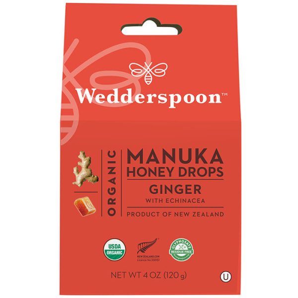 Organic Manuka Honey Drops - Ginger, 4 oz (120 g), Wedderspoon For Discount