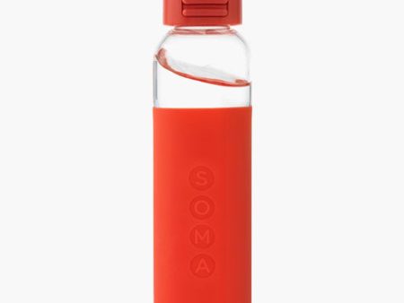 Glass Water Bottle with Sport Cap, Coral, 17 oz, Soma For Sale