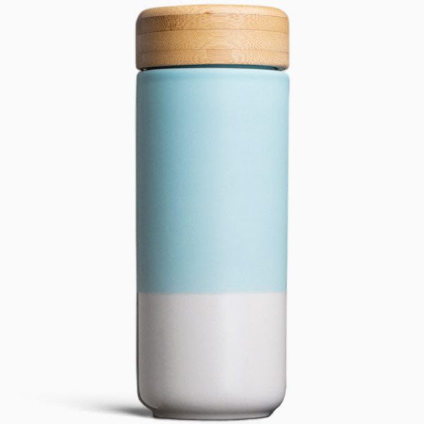 Insulated Ceramic Mug with Bamboo Lid, Mint, 12 oz, Soma Fashion