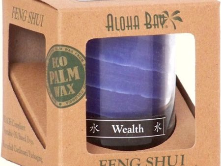 Feng Shui Jar Candle in Gift Box, with Pure Essential Oils, Water Wealth (Indigo), 2.5 oz, Aloha Bay Online now