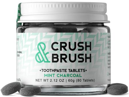 Crush & Brush Toothpaste Tablets, Mint Charcoal, 2.12 oz (80 Tablets), Nelson Naturals Hot on Sale