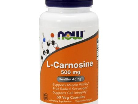 L-Carnosine 500 mg Vegetarian, 50 Vcaps, NOW Foods For Sale