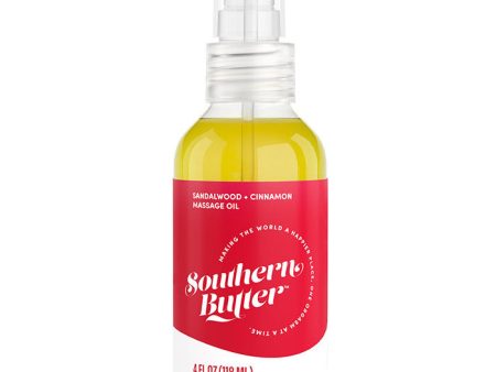 Massage Oil, Sandalwood + Cinnamon, 4 oz, Southern Butter on Sale