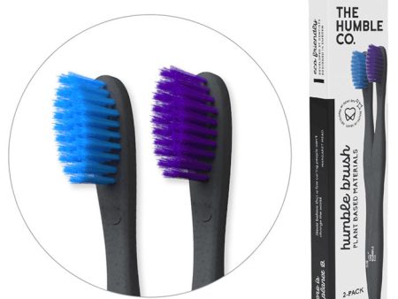 Humble Brush Plant Based Toothbrush - Sensitive - Purple & Blue, 2 Pack, The Humble Co. For Sale